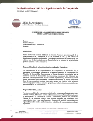 Estados Financieros 2013 de la Superintendencia de Competencia 
INFORME AUDITORIA pag.1 
63 
 