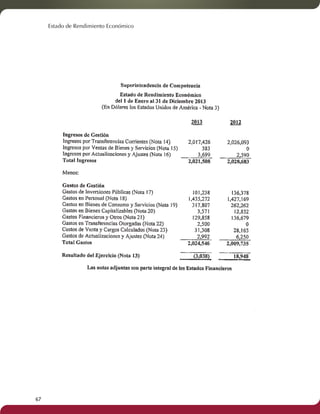 Estado de Rendimiento Económico 
67 
 