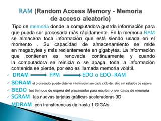 SDRAM el procesador puede obtener información en cada ciclo de reloj, sin estados de espera.