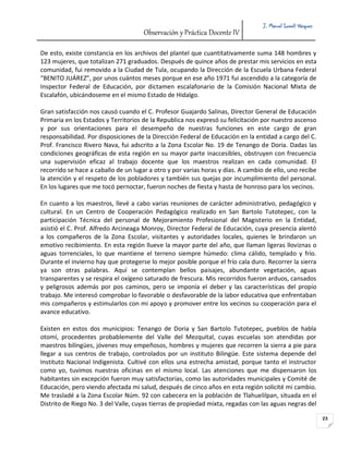 Observación y Práctica Docente IV

J. Manuel Lomelí Vázquez

De esto, existe constancia en los archivos del plantel que cu...