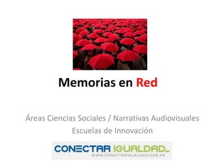 Memorias en Red

Áreas Ciencias Sociales / Narrativas Audiovisuales
             Escuelas de Innovación
 