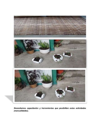 Necesitamos capacitación y herramientas que posibiliten estas actividades 
(manualidades). 
 