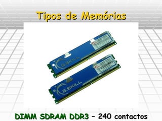 Tipos de Memórias DIMM SDRAM DDR3  – 240 contactos 