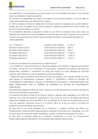 CARMEN ARROYO SANTANDER ARQUITECTO
PLAN ESPECIAL DE REFORMA INTERIOR PERI 5, PALENCIA 30
II.4. TRÁMITE AMBIENTAL: art. 157...
