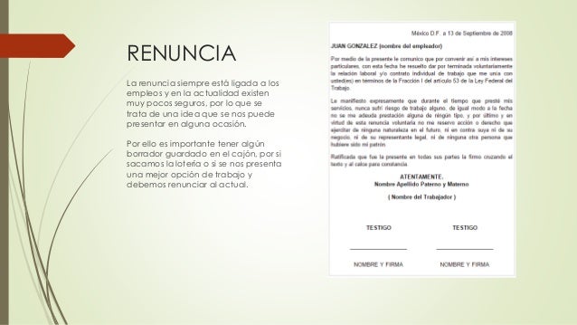 Memorándum, nota informativa, avisos y renuncia