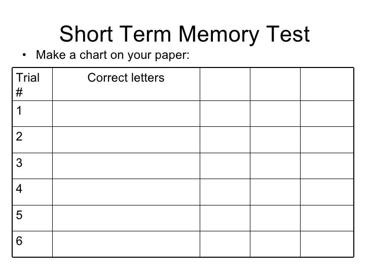Working Memory Assessment Free Printable