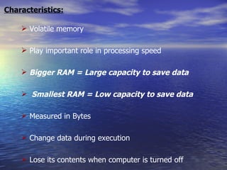 Memory(RAM ROM FLASH MEMORY) | PPT
