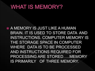 computer memory and its types | PPTX