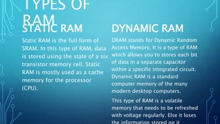 memory.pptx | Data Storage and Warehousing | Computing