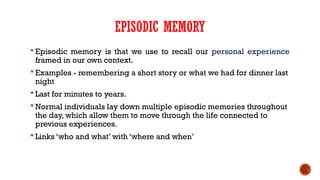 MEMORY Mechan Disorders affecting memory | PPTX