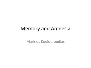 Memory and Amnesia
Marinos Koulouroudias
 