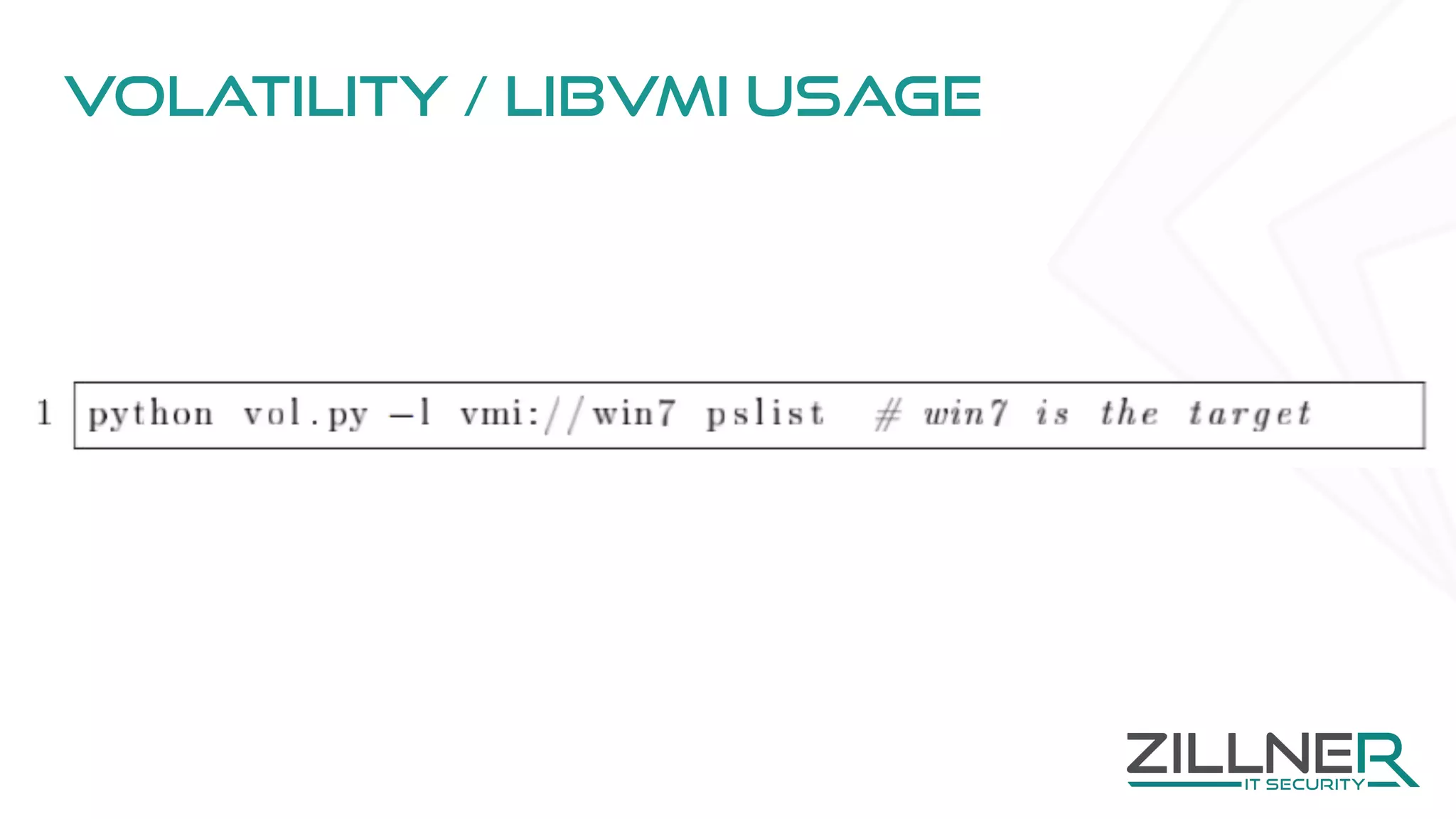 Volatility / Libvmi usage
 