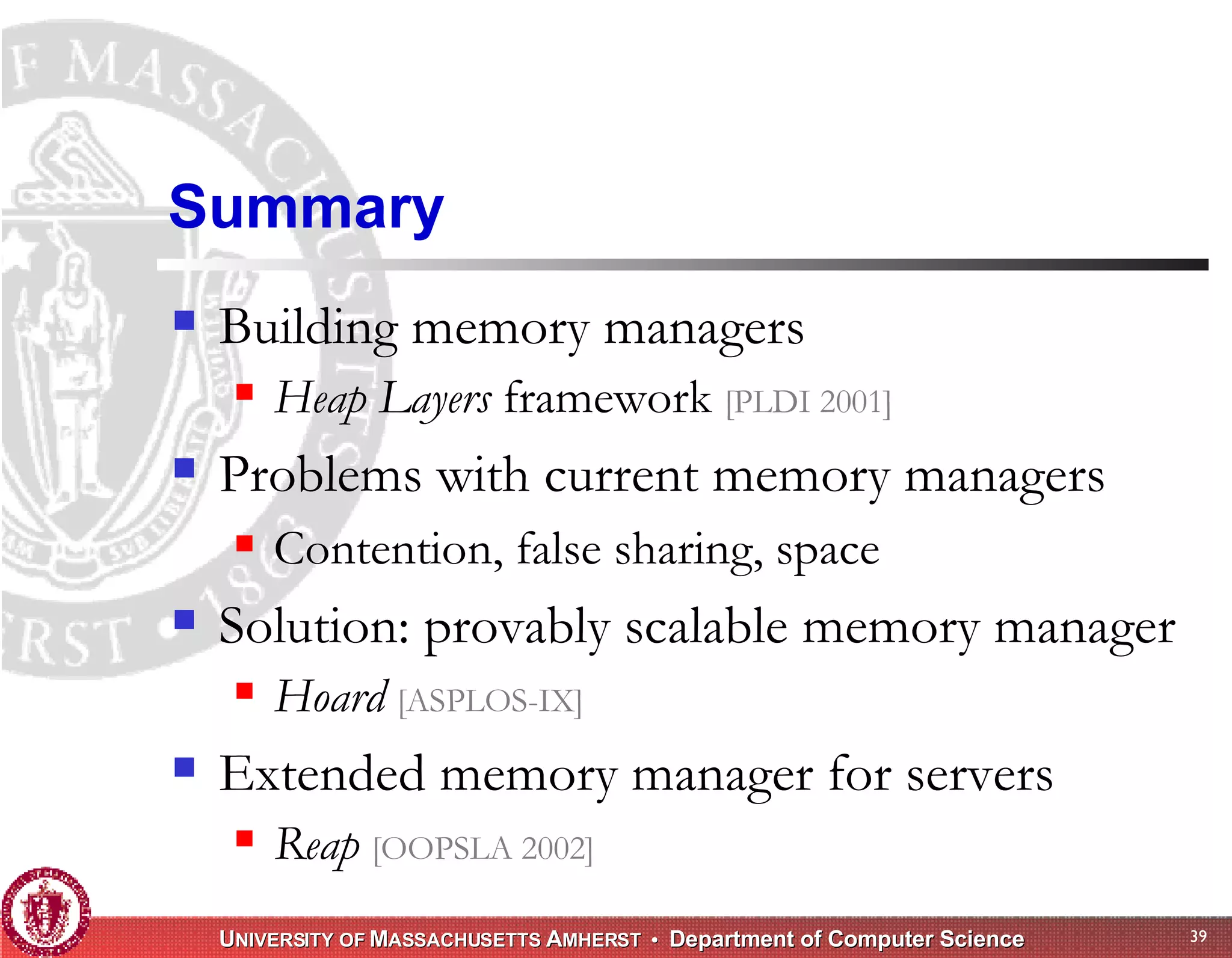 Memory Management for High-Performance Applications
