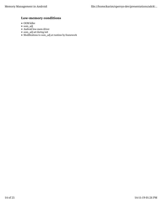Memory Management in Android | PDF
