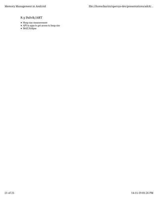 Memory Management in Android | PDF