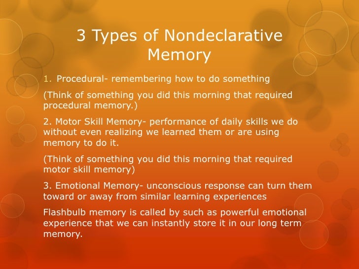 Memory, Retention and Learning