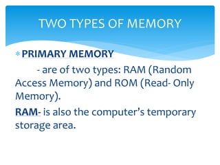 Memory Grade 4 | PPTX | Data Storage and Warehousing | Computing