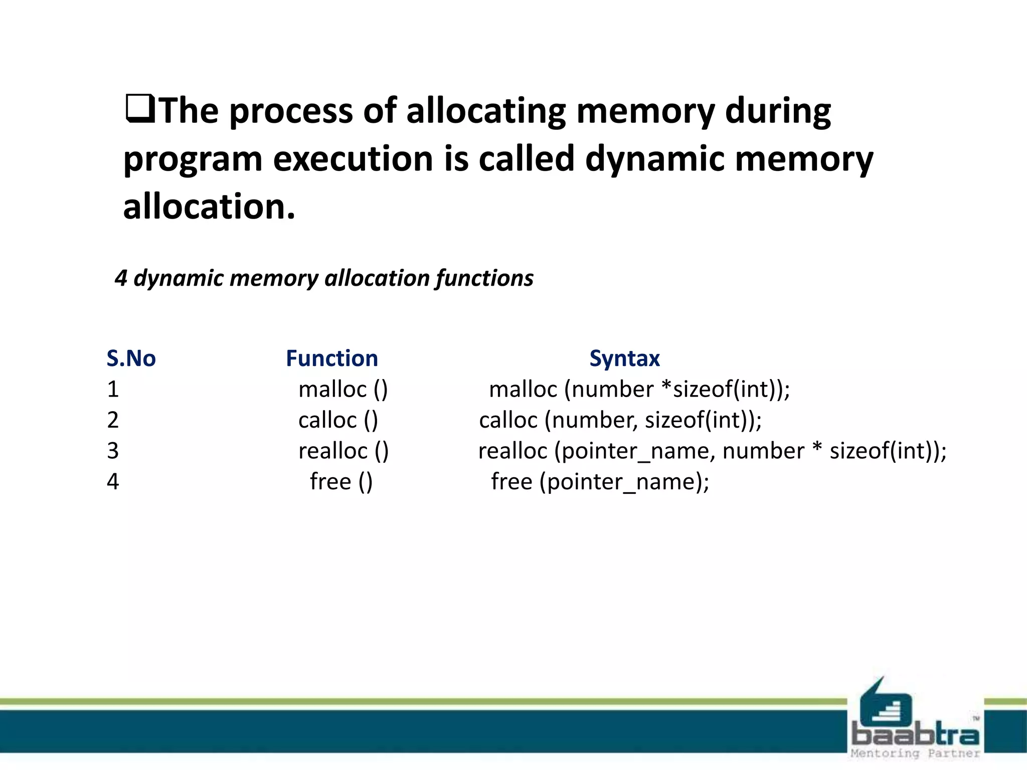 Memory allocation in c | PPTX