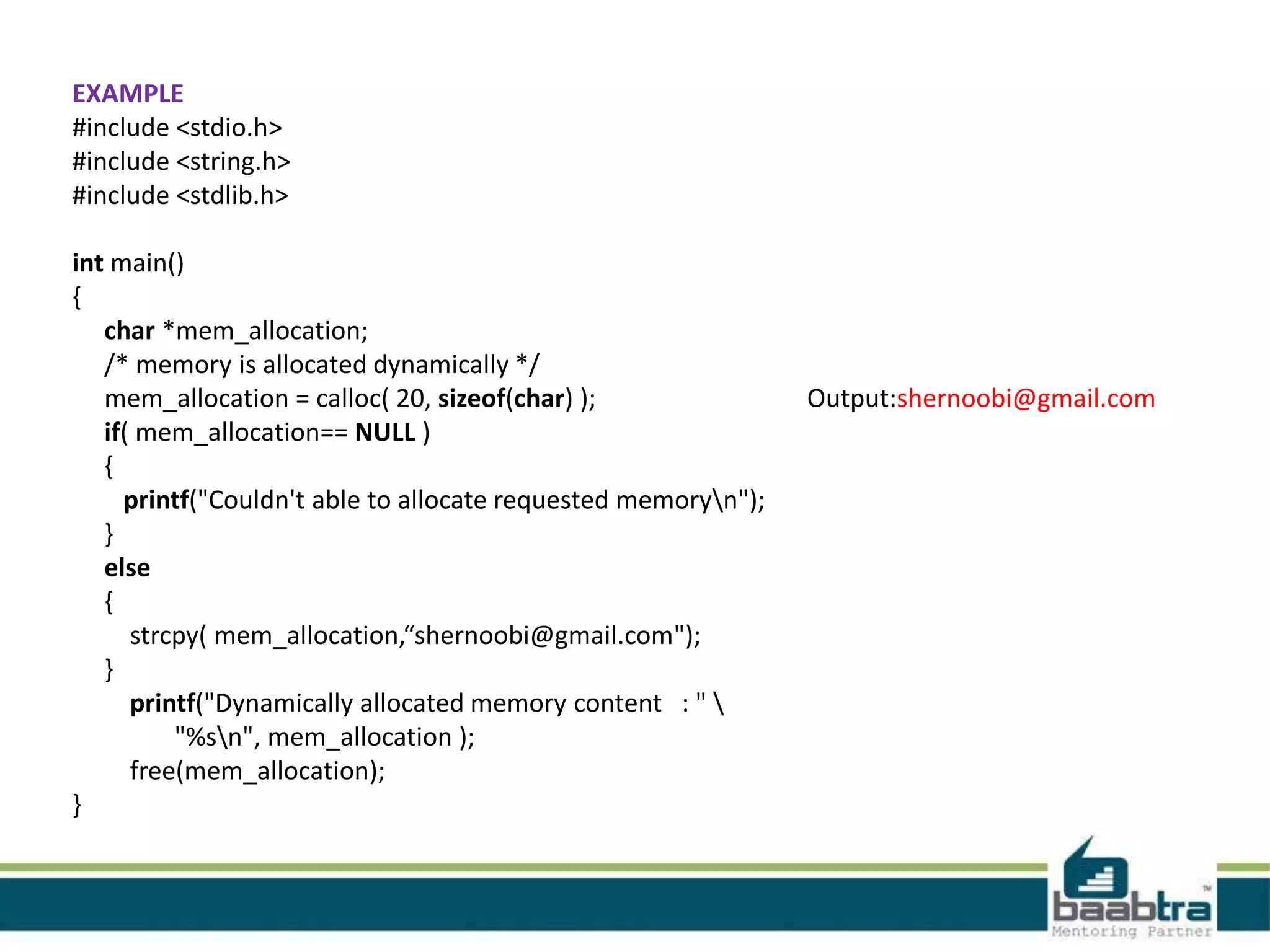 Memory allocation in c | PPTX