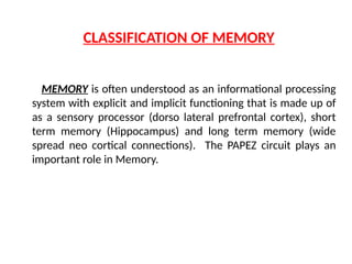 Presentation on memory and dementia disorder | PPTX