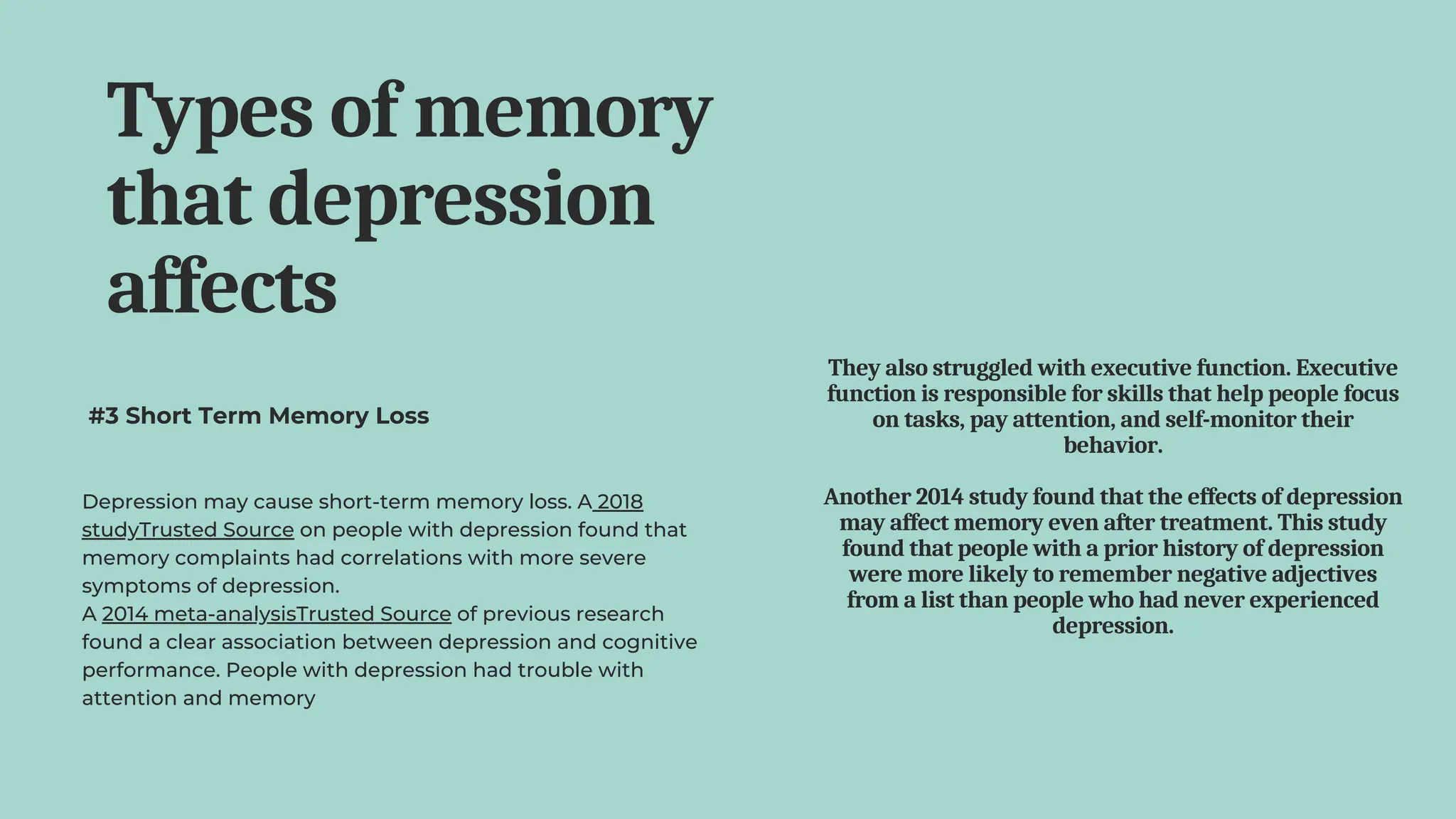 This is a short presentation on how depression affects memory. | PDF