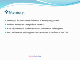 Memory and its type | PPTX