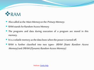 Memory and its type | PPTX