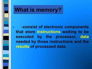 Memory and storage (Jeric Bilita) | PPT