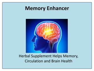 Memory Enhancer
Herbal Supplement Helps Memory,
Circulation and Brain Health
 