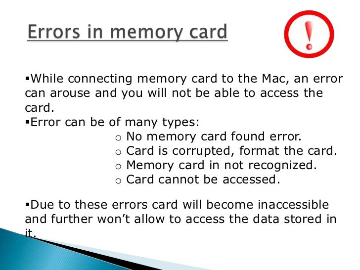 Memory card not recognized by mac