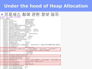 Under the hood of Heap Allocation 프로세스 힙에 관한 정보 덤프 