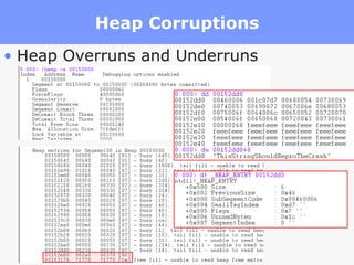 Heap Corruptions Heap Overruns and Underruns 