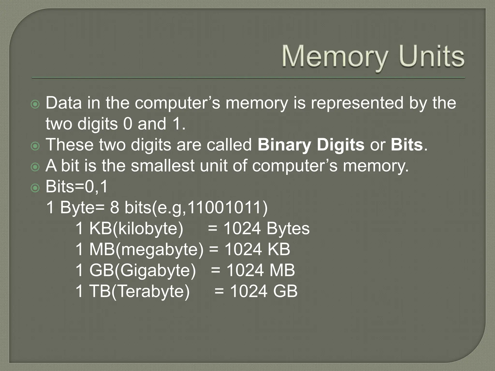 Memory devices presentation class 6 ppt.pptx | Data Storage and ...