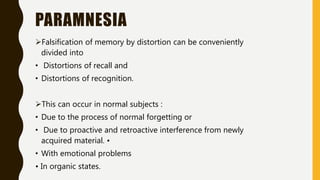 Memorydisorder psycology | PPTX