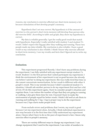 Memory experiment | PDF