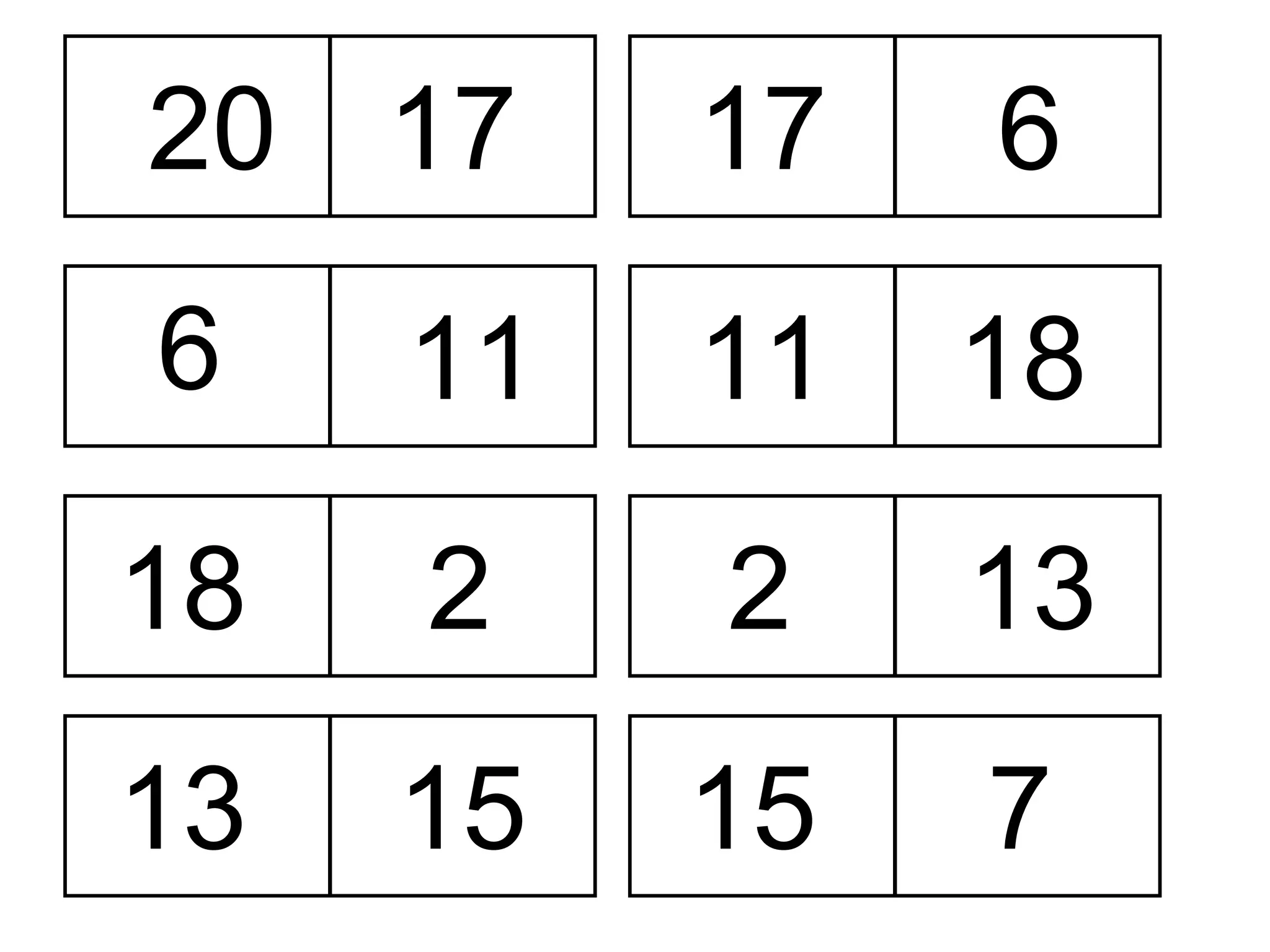 20 2 18 18 6 11 6 17 17 13 15 13 2 7 15 11 