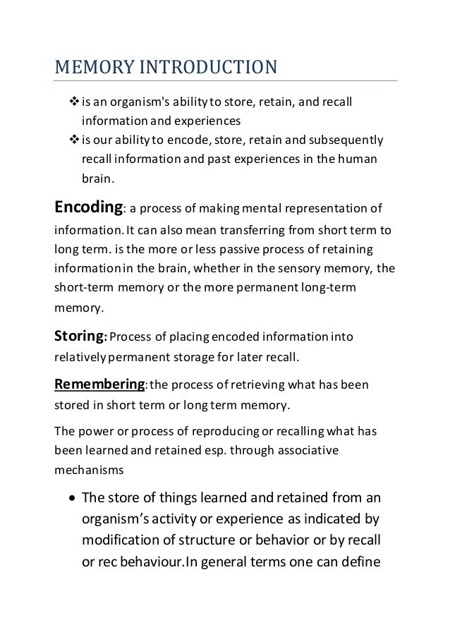 Memory Introduction By Md Sayef Memory Introduction By Md Sayef