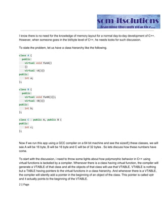 Memory layout in C++ vis a-vis polymorphism and padding bits | PDF