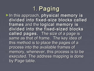 Fixed Size Memory Memory management | PPT