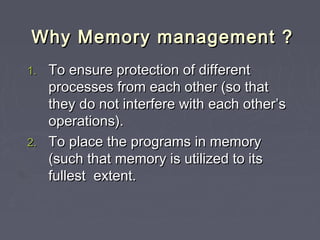 Memory management | PPT | Data Storage and Warehousing | Computing