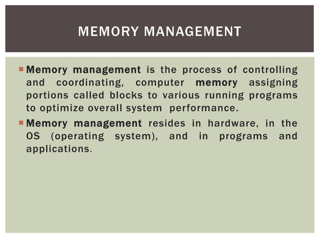 Memory management | PPT