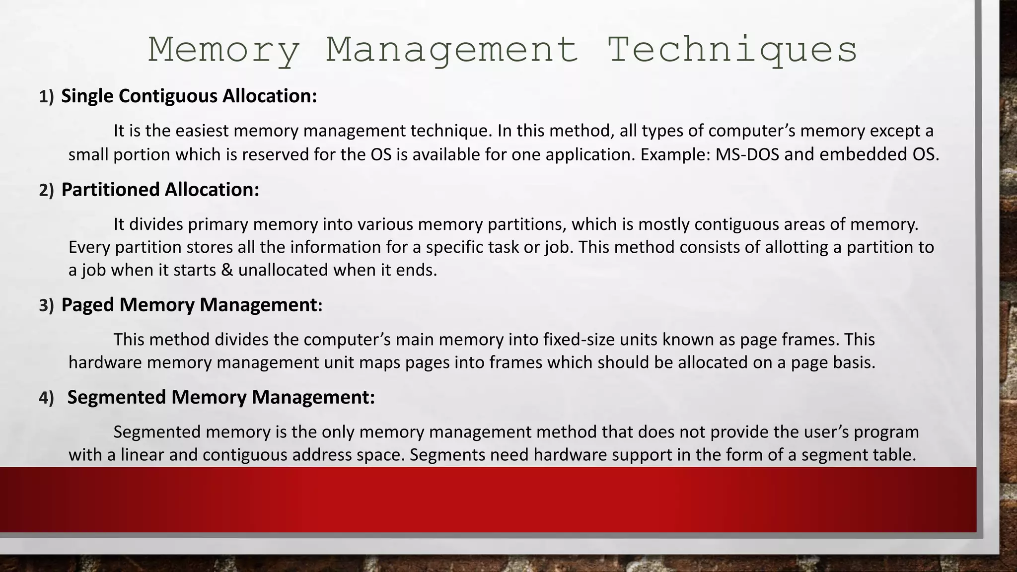 Memory Management in OS | PPTX | Operating Systems | Computer Software ...