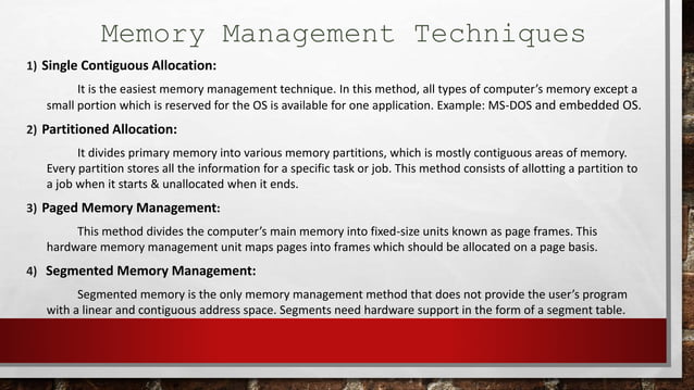 Memory Management in OS | PPTX | Operating Systems | Computer Software ...