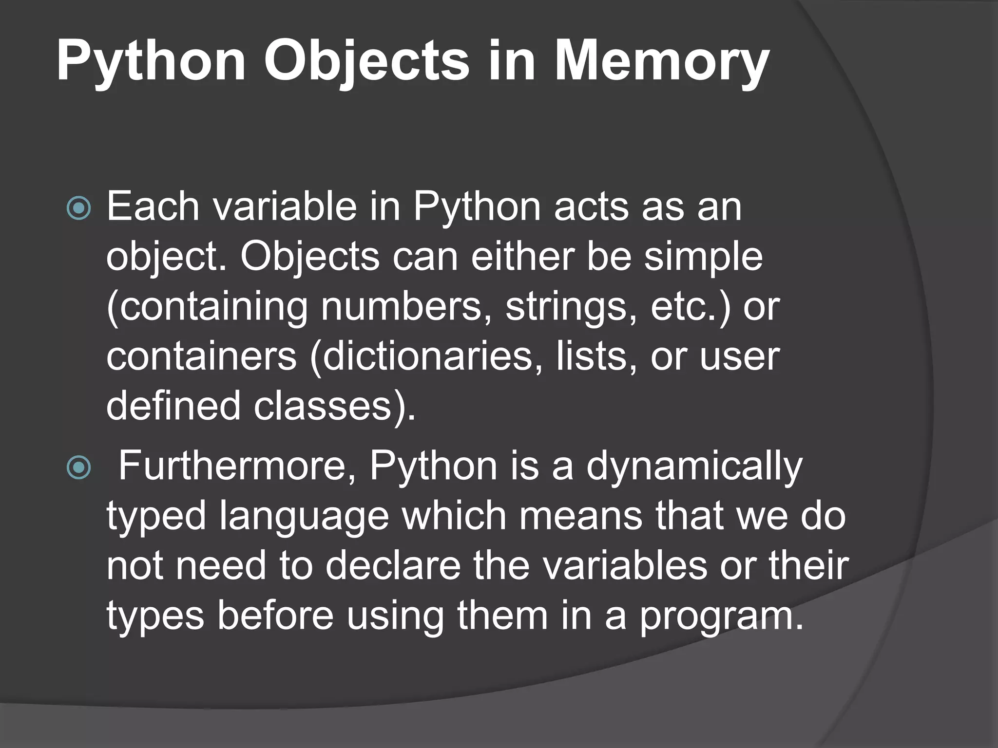 Memory management in python | PPT