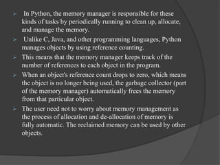 Memory management in python | PPTX | Operating Systems | Computer ...