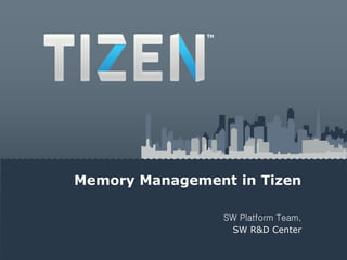 Memory Management in Tizen
SW Platform Team,
SW R&D Center
 