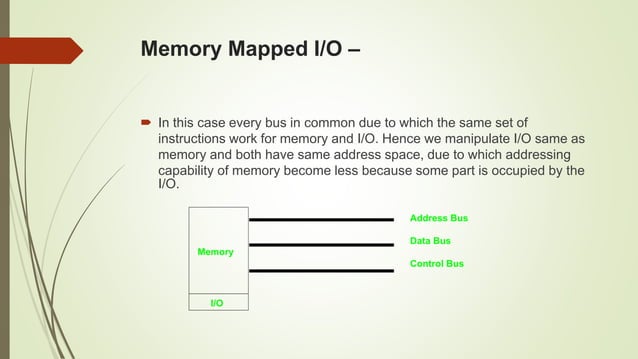 Memory mapped I/O and Isolated I/O | PPTX | Computer Peripherals ...