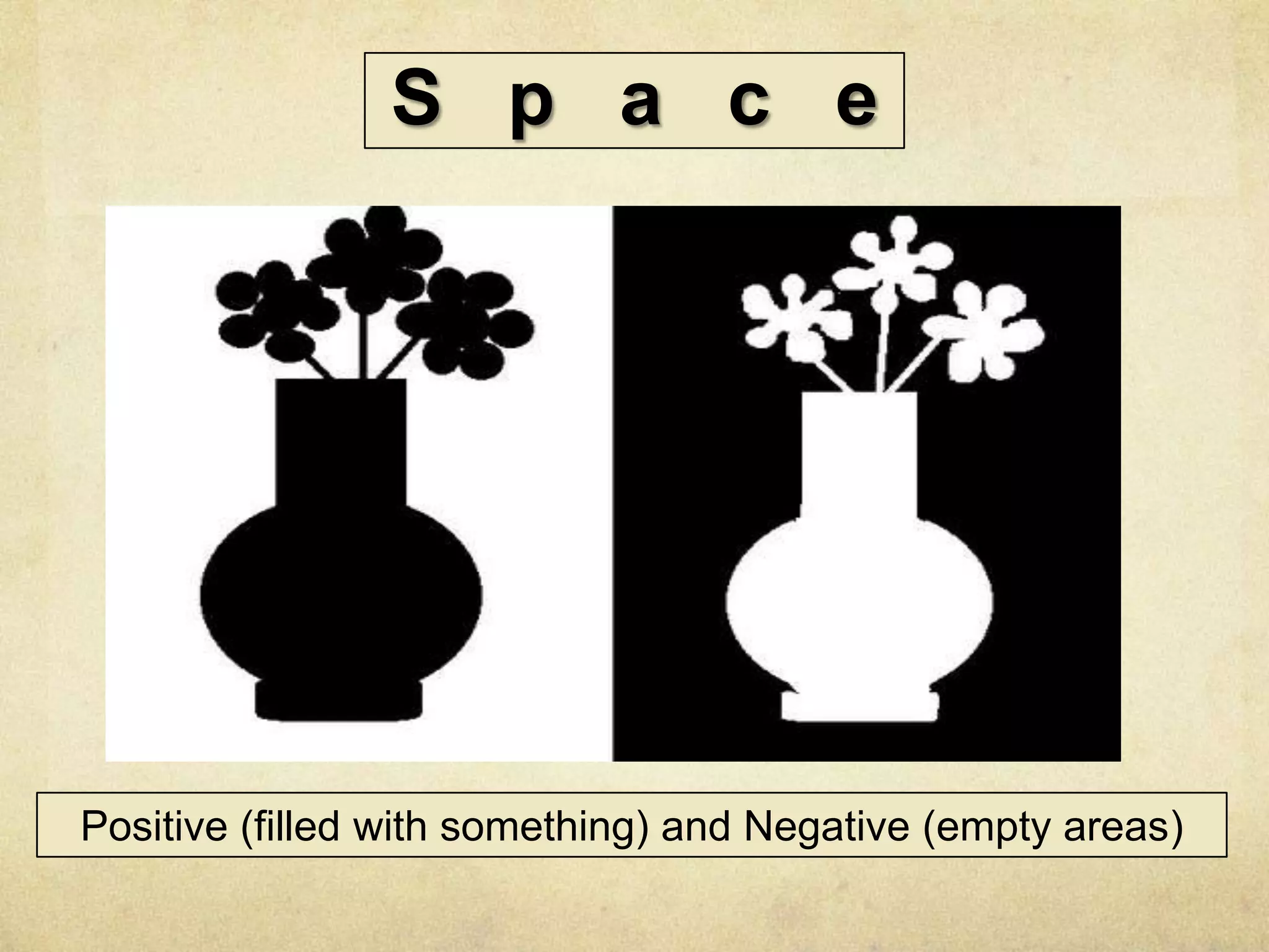 S p a c e

Positive (filled with something) and Negative (empty areas)

 