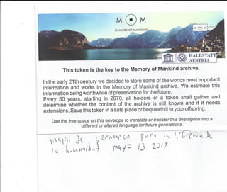 Memory of mankind token high resolution memorias de la humanidad mom ceramica microfilm mapa (3)