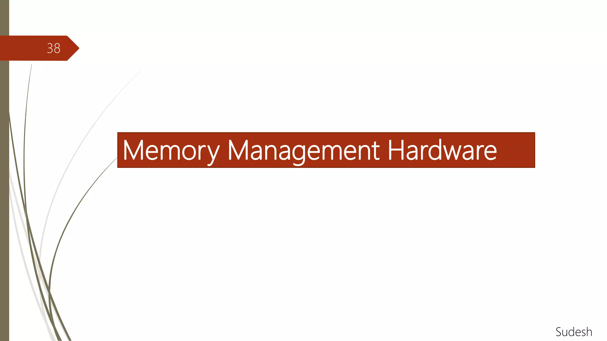 Memory Management Hardware
38
Sudesh
 